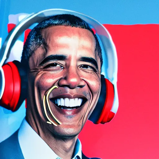 Image similar to professional photograph of president barack Obama DJing a party while wearing headphones, realistic, stock photo, 4K, professional journalistic photography, Getty images.