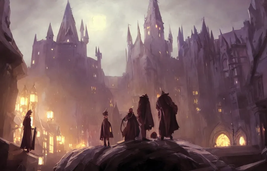 Prompt: greg manchess concept art of a the hogworts dimension, key visual, ambient lighting, highly detailed, digital painting, artstation, concept art, sharp focus, by makoto shinkai and akihiko yoshida and hidari and wlop and greg rutkowski