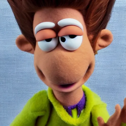 Image similar to jimmy neutron as a muppet. highly detailed felt. hyper real photo. 4 k.