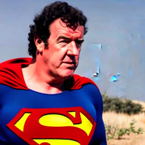 Prompt: film still of jeremy clarkson as superman