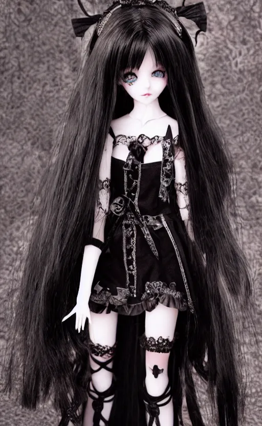 Prompt: dollfie in gothic dress