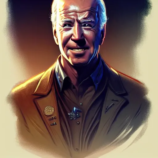 Image similar to Joe Biden face as Nathan Drake, western, D&D, fantasy, intricate, elegant, highly detailed, digital painting, artstation, concept art, matte, sharp focus, illustration, art by Artgerm and Greg Rutkowski and Alphonse Mucha