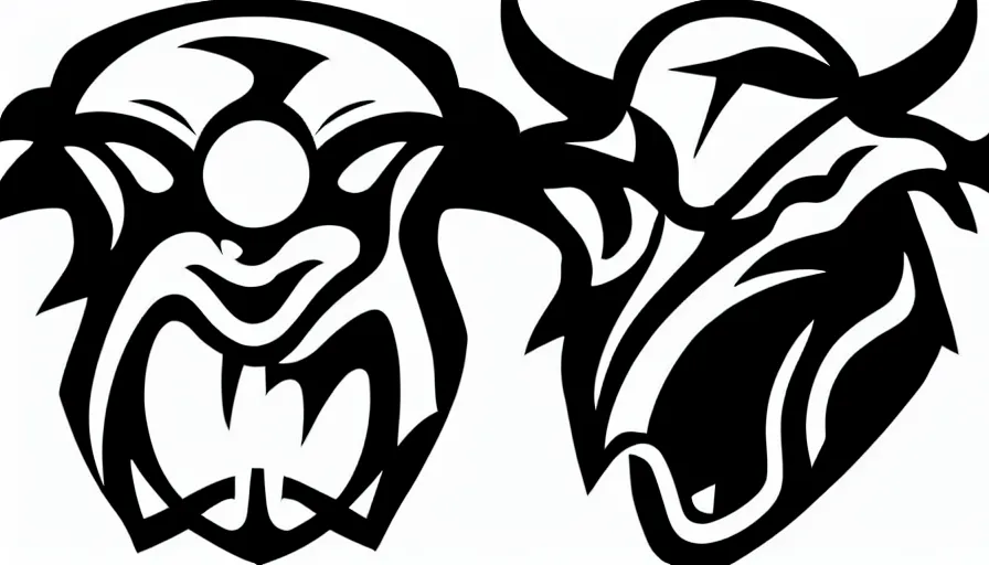 Image similar to sketch!!! of a stylized angry bull head, symbol, sports logo!!!, black and white, behance, dribble