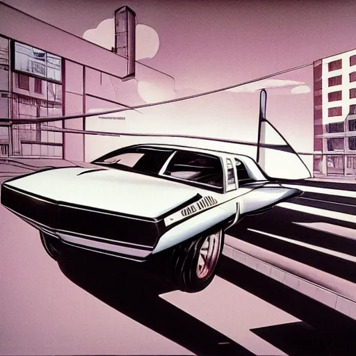 Prompt: a flying car, designed by syd mead, central composition,