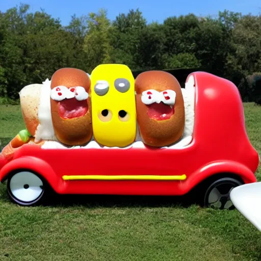 Prompt: hot dog car