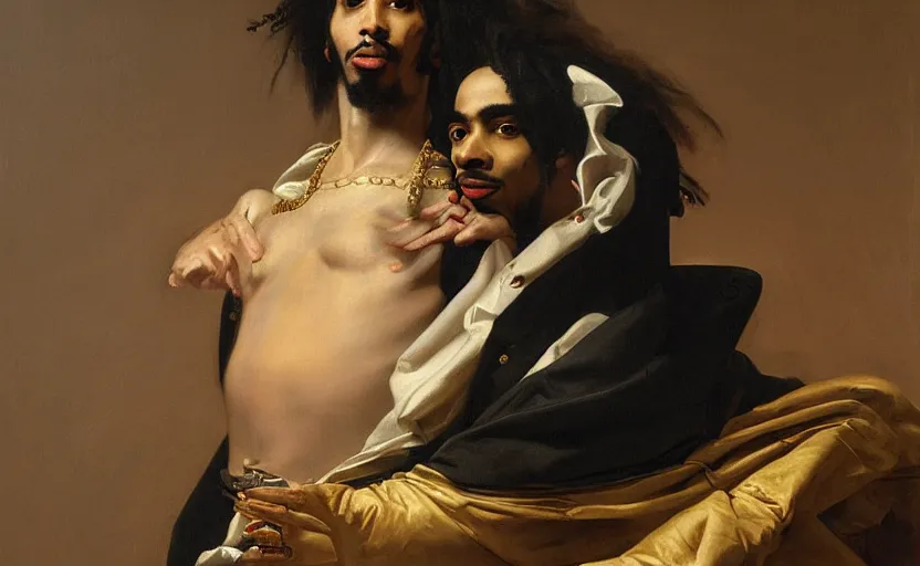 Prompt: painting of quavo by roberto ferri