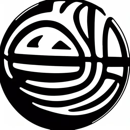 Image similar to a 2 d render logo of a basketball with saturn rings and a white background