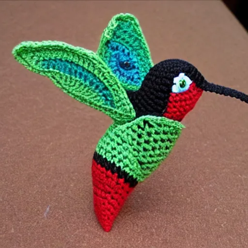 Image similar to a crochet hummingbird