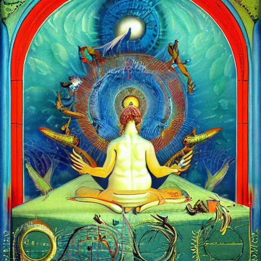 Prompt: a spiritual diagram poster artwork by michael hutter, filleting technique