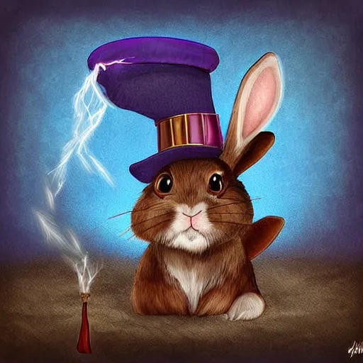 Prompt: a rabbit pulling a wizard out of a hat digital art