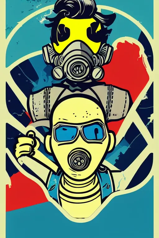 Image similar to fallout 7 6 retro futurist illustration art by butcher billy, sticker, colorful, illustration, highly detailed, simple, smooth and clean vector curves, no jagged lines, vector art, smooth andy warhol style