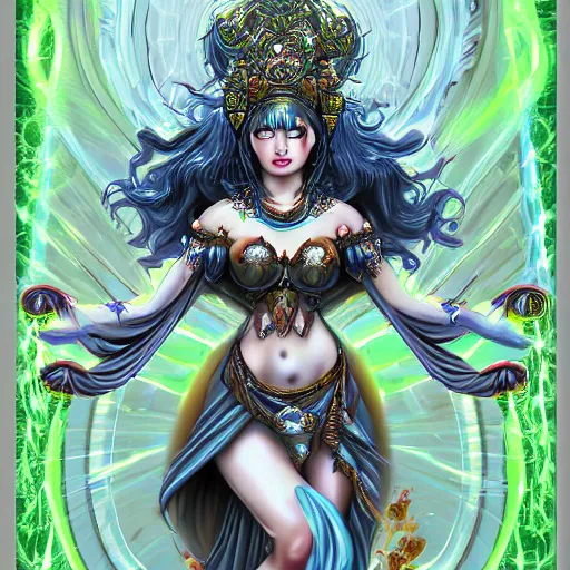 Image similar to a beautiful goddess of destruction by Jun Yung Shin