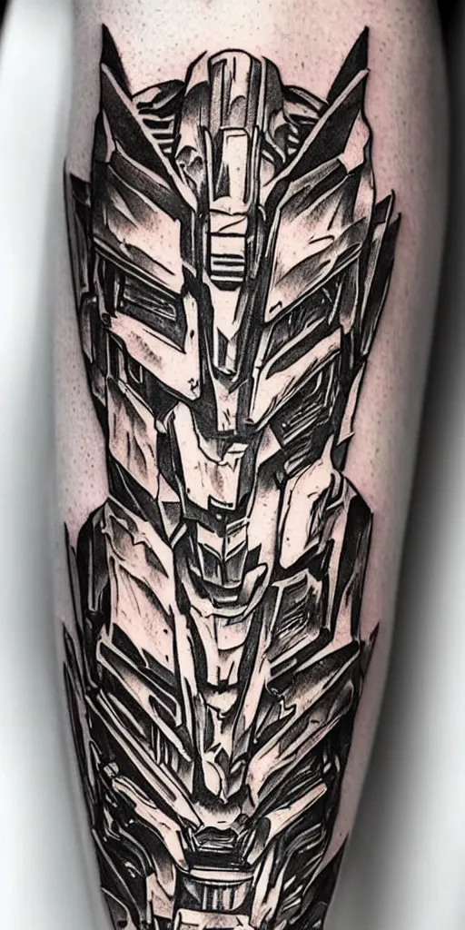 decepticon and transformers tattoo, intricate, sharp,