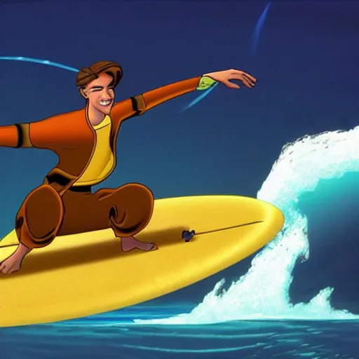 Image similar to the solar surfing scene from the move treasure planet