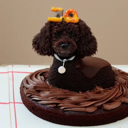 Prompt: chocolate cake dog