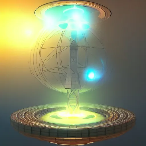Prompt: a glowing orb of energy floating in mid - air, the inside is like a giant star - gate with portals to other spaces and dimensions, trending on artstation,