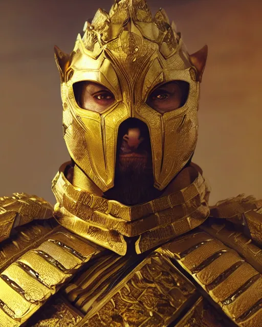 Prompt: hyper realistic king of babilon with the head of leopard full gold armour, photorealistic, 3 d render cinema 4 d, 8 k texture, concept art by greg rutkowski, ilya kushinov, gaston bussiere, craig mullins