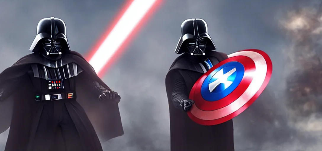 Image similar to a still of Darth Vader as Captain America in Captain America (2011)