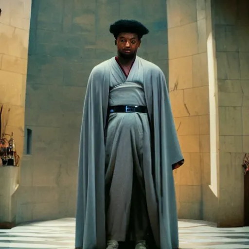 Image similar to 2 1 savage as a jedi master cinematic scene, wide angle, full body, 3 5 mm