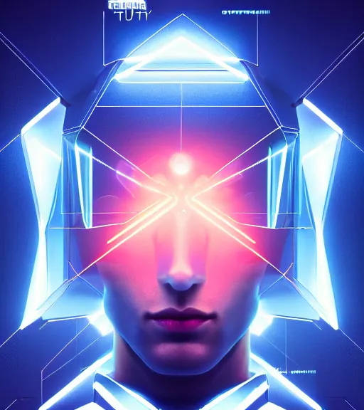 Image similar to symmetry!! european prince of technology, solid cube of light, hard edges, product render retro - futuristic poster scifi, lasers and neon circuits, handsome european prince, intricate, elegant, highly detailed, digital painting, artstation, concept art, smooth, sharp focus, illustration, dreamlike, art by artgerm