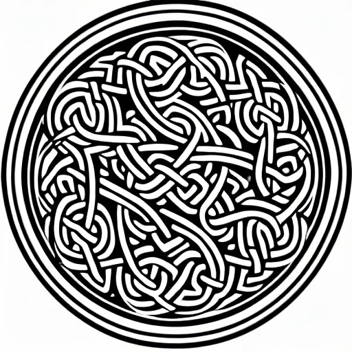 Prompt: a circular vector tattoo design in a spiky tribal style, and in a celtic knot style.