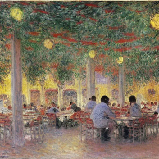 Image similar to a hawker centre by claude monet