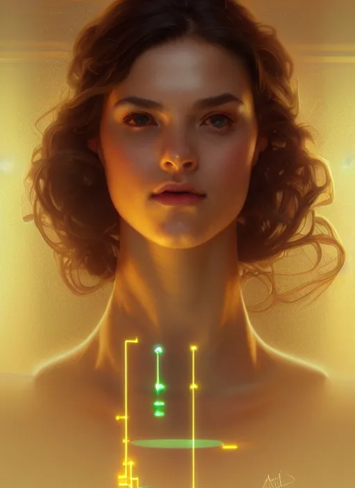 Image similar to full body portrait of girl, chemisty, sci - fi, glowing lights!! intricate, elegant, highly detailed, highly detailed face, digital painting, artstation, concept art, smooth, sharp focus, illustration, art by artgerm and greg rutkowski and alphonse mucha, 8 k