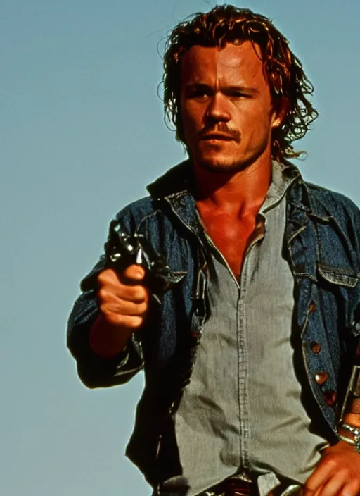 Image similar to film still of Heath Ledger as Martin Riggs in Lethal Weapon, 4k