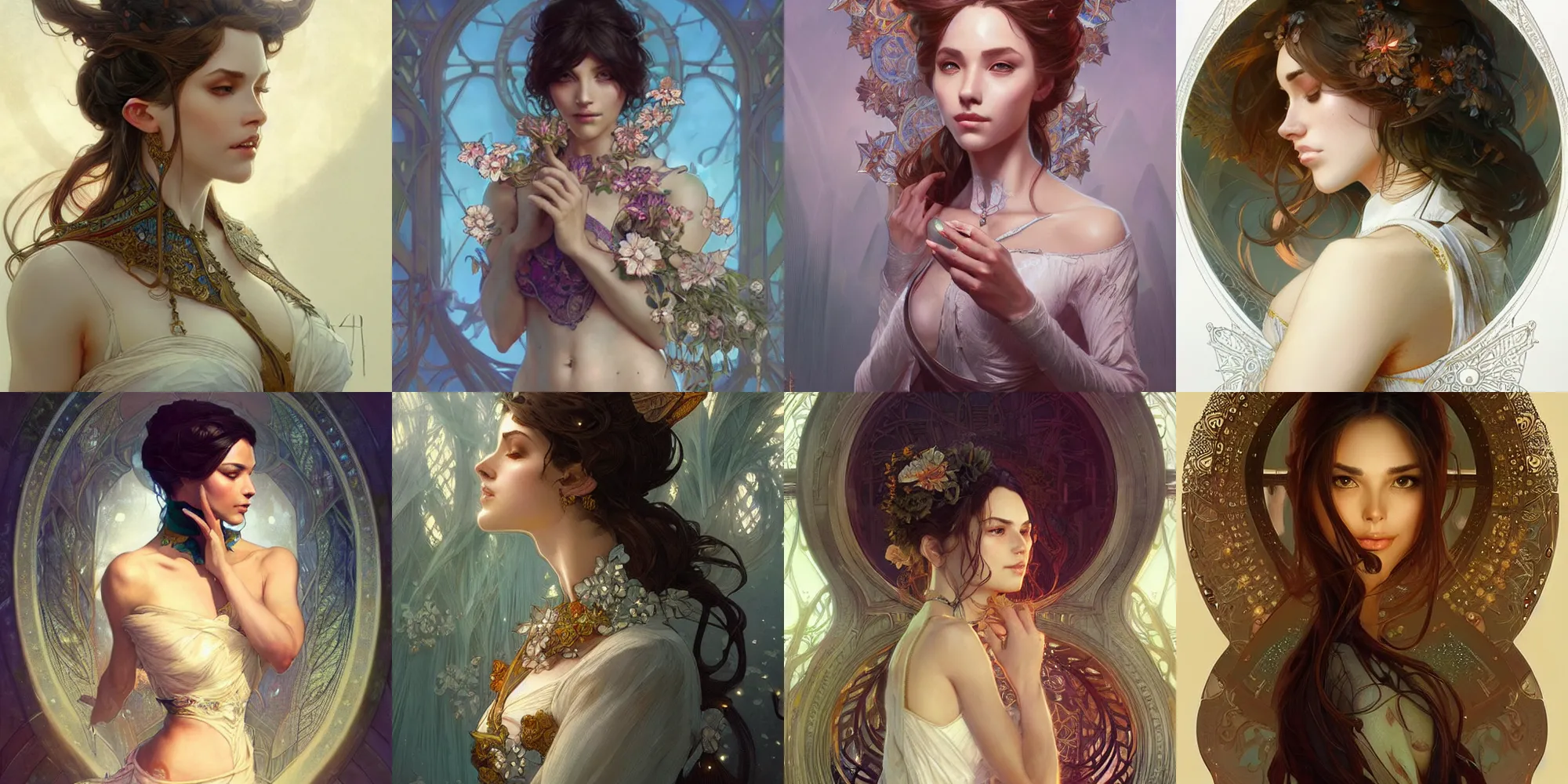 Prompt: a beautiful woman, fantasy, intricate, elegant, highly detailed, digital painting, artstation, concept art, smooth, sharp focus, illustration, art by artgerm and greg rutkowski and alphonse mucha