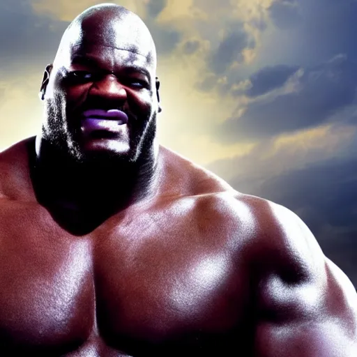 Image similar to if Shaq O'Neil was the hulk, cinematic, epic, cool, photo realistic, 4k, high detail