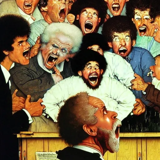 Image similar to bob ross screaming by norman rockwell