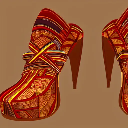 Prompt: shoes concept design inspired by indonesian traditional houses