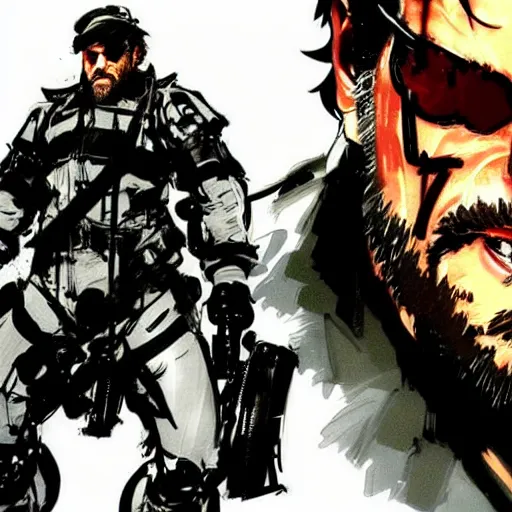 Prompt: beautiful video - game concept art of danny devito from metal gear solid, by yoji shinkawa