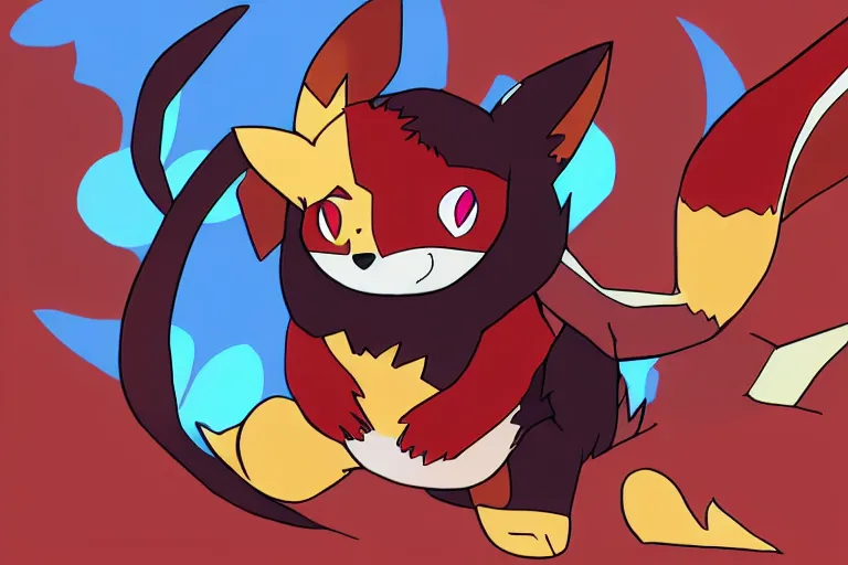 zorua the black and maroon colored fox - like pokemon | Stable