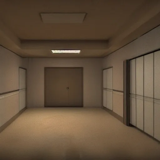 Prompt: 3 d render of the backrooms