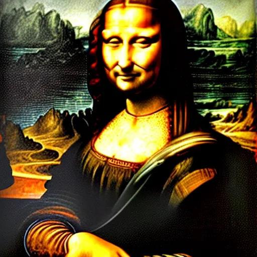 Image similar to monalisa drawing leonardo da vinci, oil painting, highdetailed