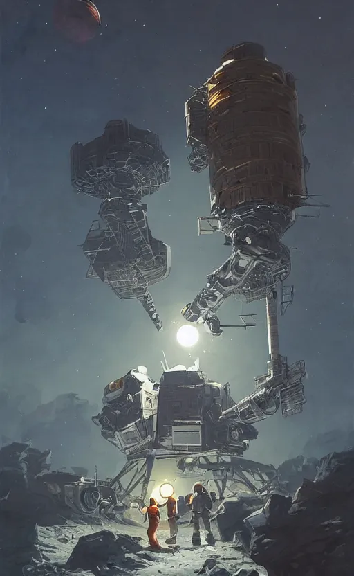 Image similar to a beautiful artwork illustration, astronauts with flashlights stand in front of a giant obsidian building on the moon, by greg rutkowski and jesper ejsing and raymond swanland, featured on artstation, wide angle, vertical orientation