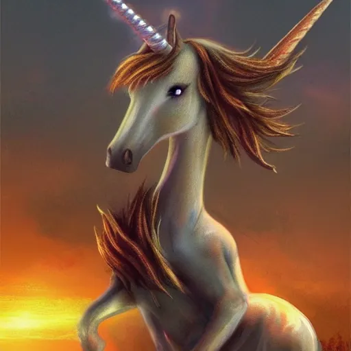 Image similar to a small fierce unicorn, fantasy art