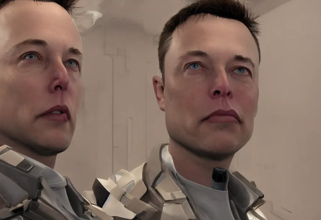 Image similar to elon musk in half life, elon musk in the video game half life, gameplay screenshot, close up, 3 d rendering. unreal engine. amazing likeness. very detailed.