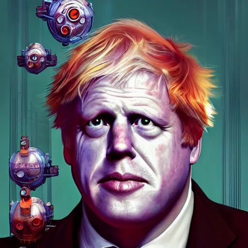 Image similar to lofi biopunk Boris Johnson portrait Pixar style by Tristan Eaton Stanley Artgerm and Tom Bagshaw.