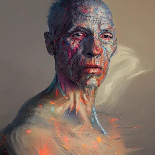 Prompt: Intricate five star Frost demon facial portrait by Pablo Picasso and Greg Rutkowski, oil on canvas, HDR, cinematic, vibrant colors, photo realistic, hyperrealism,high detail, matte finish, high contrast, 3d depth, masterpiece, vivid colors, artstationhd , deviantart