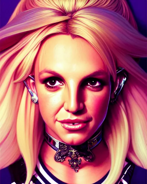 Image similar to highly detailed portrait of britney spears, stephen bliss, unreal engine, greg rutkowski, loish, rhads, beeple, makoto shinkai and lois van baarle, ilya kuvshinov, rossdraws, tom bagshaw, alphonse mucha, global illumination, god rays, detailed and intricate environment