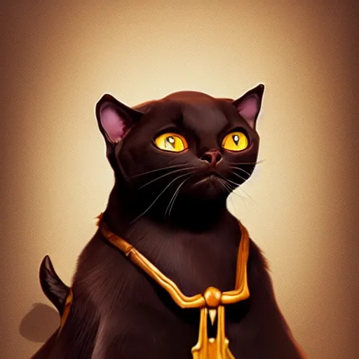 Prompt: chocolate burmese cat in pirate robes, artstation, fantasy