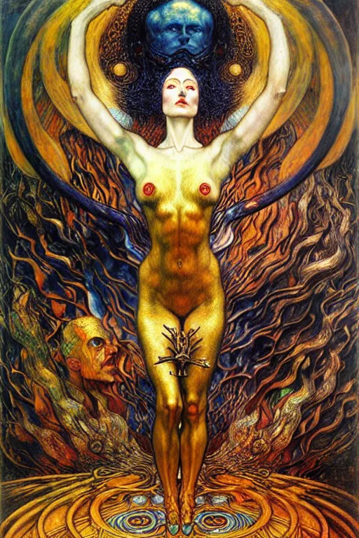 Image similar to Divine Chaos Engine by Karol Bak, Jean Delville, William Blake, Gustav Klimt, and Vincent Van Gogh, symbolist, visionary