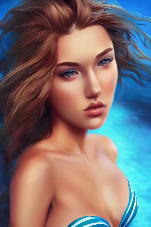 Image similar to beautiful young female in a swimsuit, stunning, highly detailed, digital painting, artstation, smooth, hard focus, illustration, art by artgerm