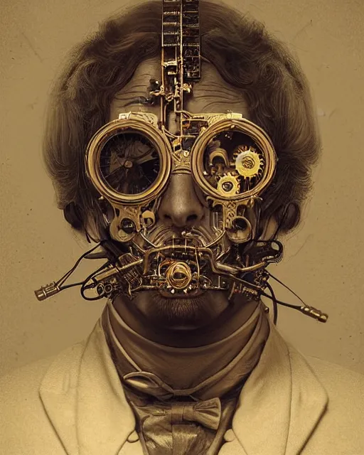 Image similar to epic portrait of victorian man scientist, steampunk, highly detailed, intricate details, symmetry, golden ratio, illustration, realistic, 8 k, sharp focus, very sharp details, by giger and stalenhag