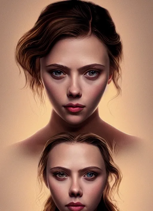 Image similar to a portrait of scarlett johannson, big eyes, plump lips, detailed faces, beautiful, rich deep colours masterpiece, golden hour, sharp focus, ultra detailed, by leesha hannigan, ross tran, thierry doizon, kai carpenter, ignacio fernandez rios