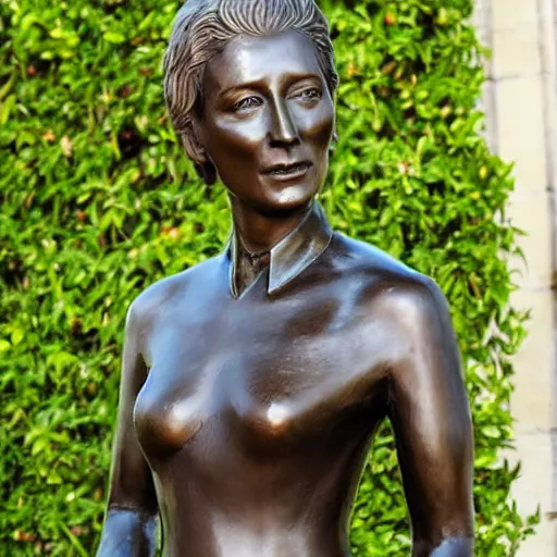 Image similar to bronze sculpture of cate blanchett , photorealism