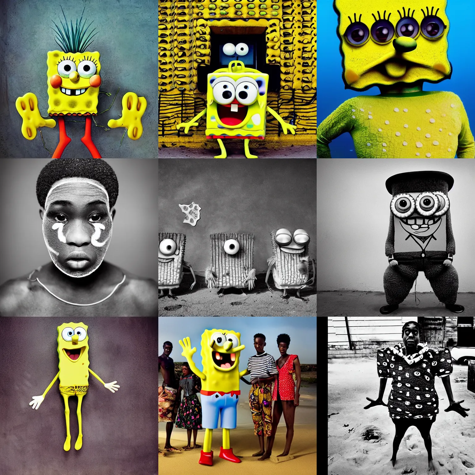 Prompt: photo of spongebob squarepants by zanele muholi