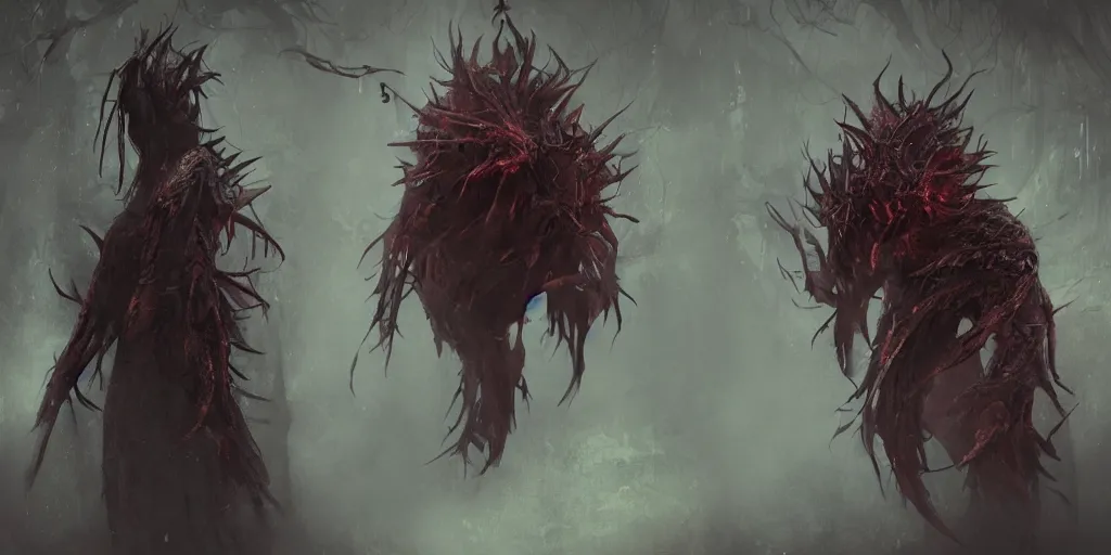 Image similar to Strange and mystical creatures scary and dangerous, concept art, inspired by Reylia Slaby, Guillermo del Toro, trending on artstation, volumetric lighting, intricate, ornate, CGsociety